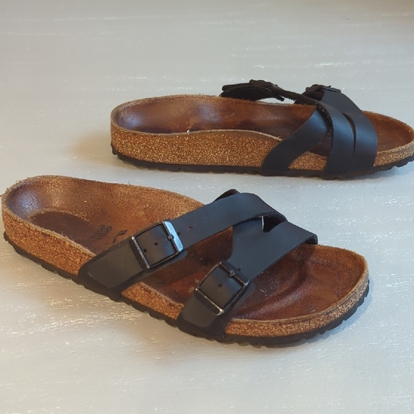 Birkenstock Women’s Yao Sandal Black Birko-Flor size 39 - Picture 2 of 10